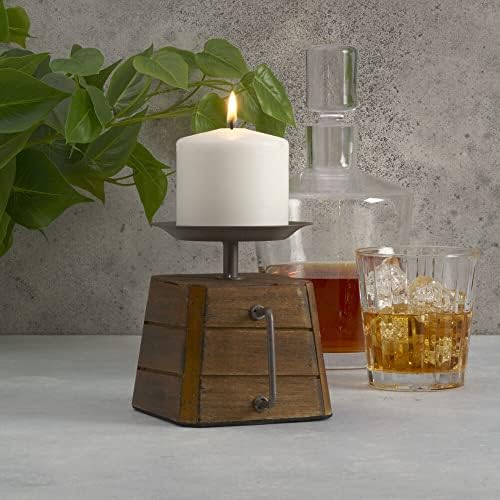 Elements 5.31x4.33x5.31 Inch Wood and Metal Handled Pillar Holder - Image 5