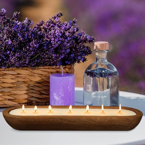 Aromatherapy Candle, SEVEYEE Lavender Candle 7wicks 20inch, Large Wooden Bowl Candles for Women,Girl Birthday Gift, 32oz - Image 3