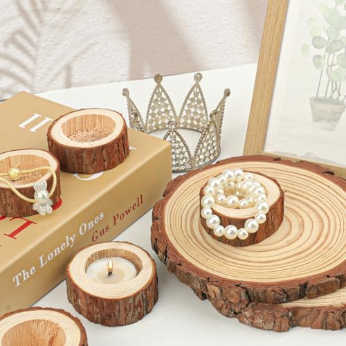 48 Pack Wooden TeaLight Candle Holders, OD:2.5 Inch, ID:1.6 Inch Wood Votive Tealight Holders for Home, Wedding, Party, and Holiday Decor - Image 5