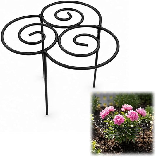 Metal Peony Support Ring for Outdoor Plants, Garden Plant Support Stakes for Flowers & Vegetables, Stackable Peony Cage for Dahlia, Rose, Orchid & Tomato (S)
