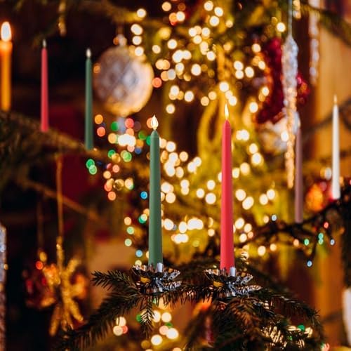 6Pcs Christmas Candle Sticks,10 Inch Dripless Christmas Taper Candles Stick,Red/Green Unscented Xmas Tapered Candles for Decoration - Image 3