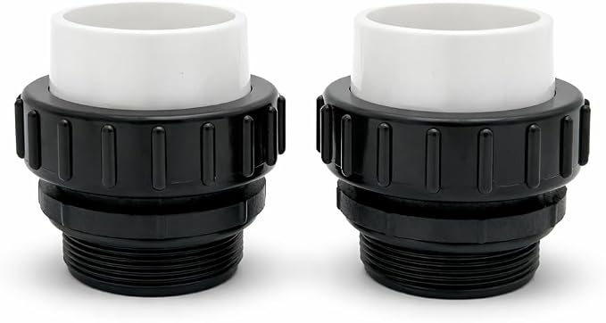 Appaetech | 2-Pack | Hi-Temp 2" PVC Pump Union Set – 2" MIP x 2" Slip Connectors for Pentair WhisperFlo & IntelliFlo Pumps | Heavy-Duty High-Temperature Resistant Pool Plumbing Fittings