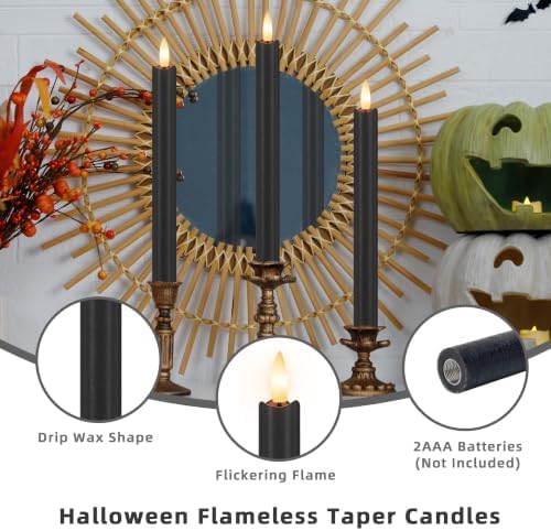 Black Flameless Taper Candles with Remote and Timer, Real Wax, 3 Pack - Image 4