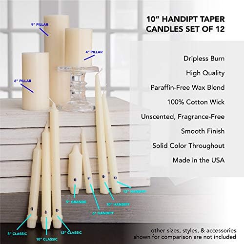 Colonial Candle Unscented Taper Candle, Handipt Collection, Pumpkin, 10 in, Pack of 12 - Up to 8 Hours Burn - Image 4