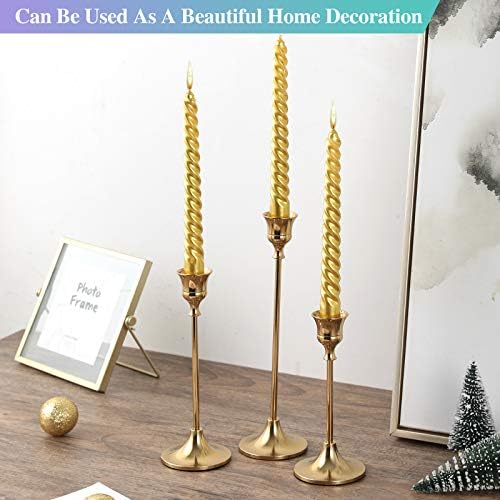 Set of 6 Gold Taper Candle Holders Decorative Candlestick Holder for Home Decor, Wedding, Dinning, Party, Anniversary - Image 7