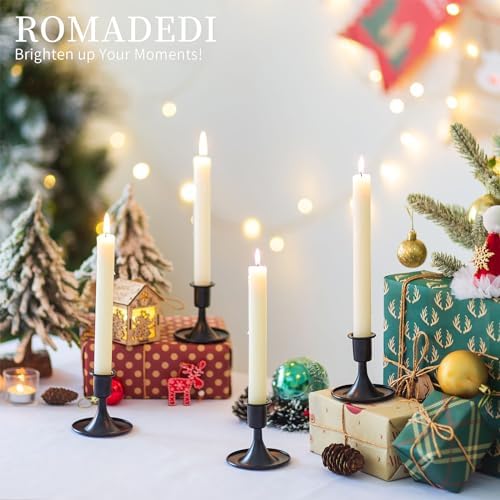 Black Candlestick Candle Holders for Taper ：12 PCS Romadedi Candle Stick Holder Set Vintage Table Centerpiece Halloween Decoration Wedding Christmas Fireplace Mantel Home Deocr - Image 2