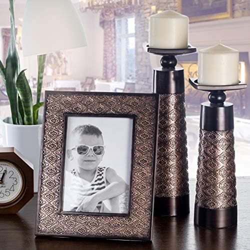 Creative Scents Dublin Brown Pillar Candle Holder Set of 2 - Home Decor Aesthetic, Coffee Table Decor Mantel Centerpieces Table Decorations, Living Room Decor or Dining Tabletop Decor -Gift Packaged- - Image 2
