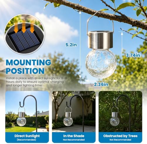 SOLPEX Hanging Solar Lights for Outside Garden Solar Hanging Lanterns 8 Pc - Image 6