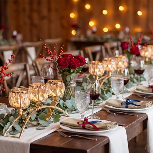 3 Arms Crystal Candle Holders, Arch Candlestick Table Candelabras Centerpieces for Wedding, Dinning Room, Cabinet Ornaments, Home Decoration， Gift (3-arm Arched, Gold) - Image 6