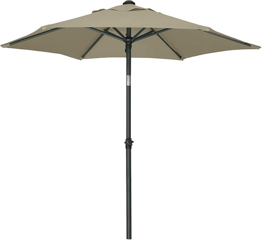 AMMSUN 6ft Patio Umbrella Outdoor Table Umbrellas with Push Button Tilt, UPF50+ Premium Steel Pole and Ribs for Deck, Lawn, Garden, Backyard & Pool (Khaki)