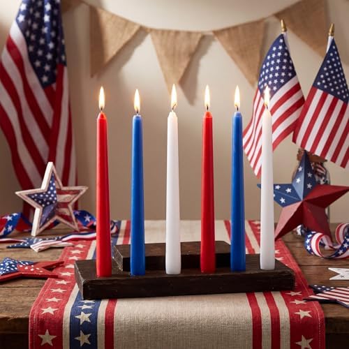 MTLEE 36 Pcs 10 Inch Long Taper Candle Stick Smokeless, Red Blue White - Image 5