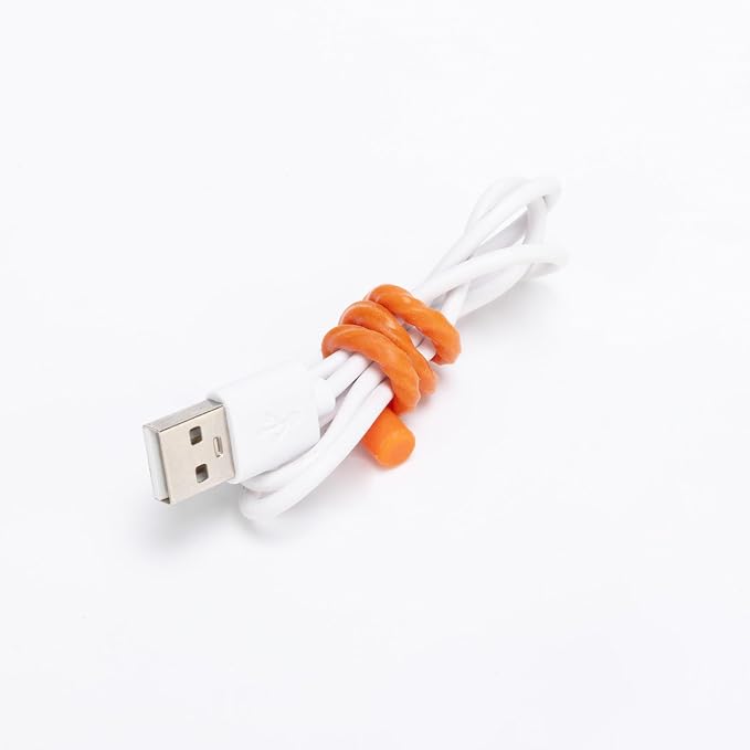 8PCS 4-Inch Silicone Cable Ties, Bendable Rubber Twist Ties, Reusable Twist Ties for Cords, gear ties for Organizing, Bundling (Orange)
