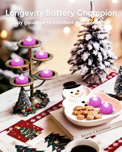 Amagic 24Pack Light Purple Fake LED Tea Lights Candles Battery Operated - Image 4