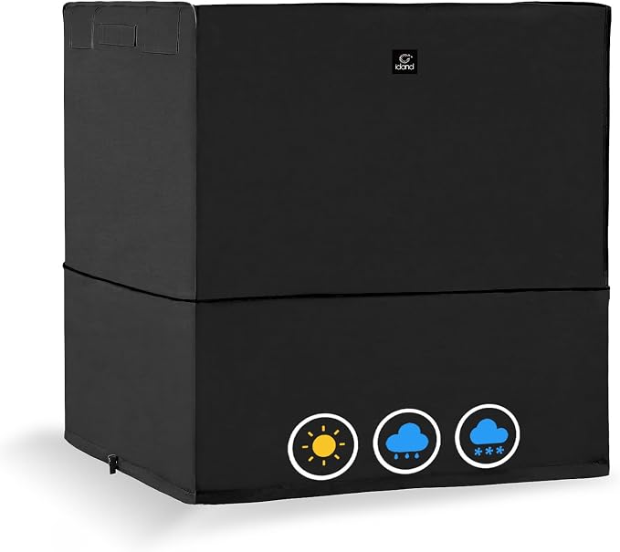 Air Conditioner Cover for Outside Units with Upgraded Fabric, Durable 600D AC Cover for Outdoor Air Conditioner, Fits up to 38W x 38D x 40H Inch Black