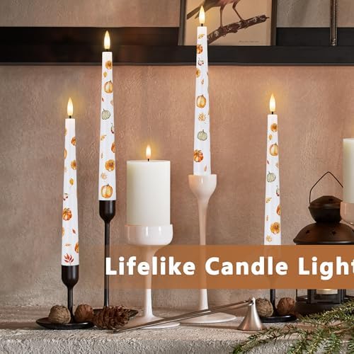 Fall Flameless Taper Candles, Pumpkin & Maple Leaf Battery Operated Candles - Image 3