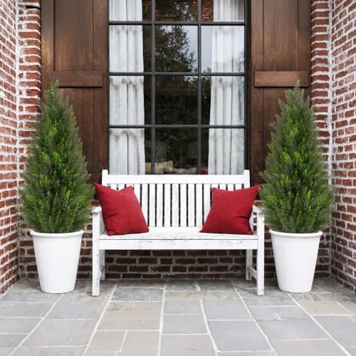 VIVATREES 5FT Artificial Topiary Cedar Trees, UV-Resistant Faux Evergreen Outdoor Plants, Artificial Pine Tree for Outdoor Front Porch Patio Entryway Decor, Set of 2 - Image 4