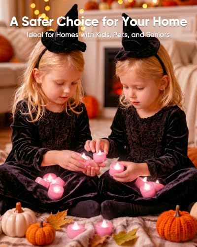 Homemory 24-Pack Pink Flameless Battery Tealight Candles, 200+ Hours - Image 7