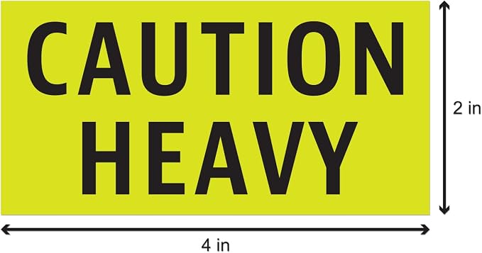 Caution Heavy Labels (4 x 2 inch, Fluorescent Yellow - 900 Labels) Warning Heavy Stickers for Shipping Heavy Items - Strong Adhesive