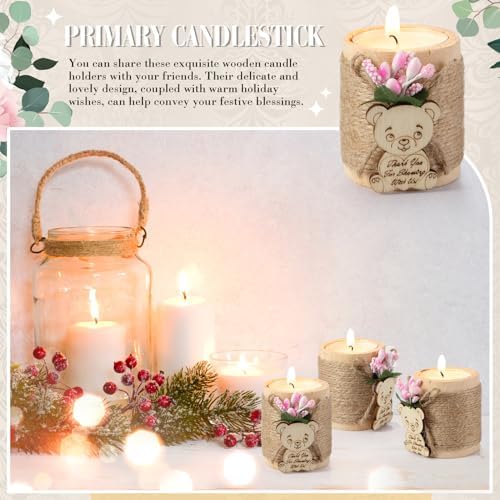 Treela 12 Pcs Wooden Tealight Candle Holders Baby Shower Party Favors for Guests Gender Reveal Bridal Shower Baptism Christening Thank You Gifts Decorative for Table Centerpiece(Light Pink) - Image 4