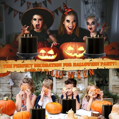 Extra Large Black Flameless Candles with 3 Wicks, 6"x6" Real Wax Halloween Candles with Remote, Battery Operated Candle Flickering LED Candles Fake Candle for Halloween, Home, Party - Image 7