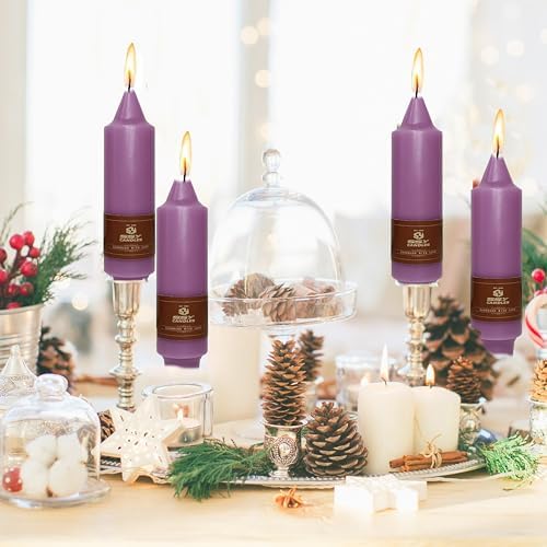 4 PCS Purple Candlesticks 5 inch Small Taper Candles Stick Unscented for Wedding Party Home Décor Candles Advent Candles - Image 2