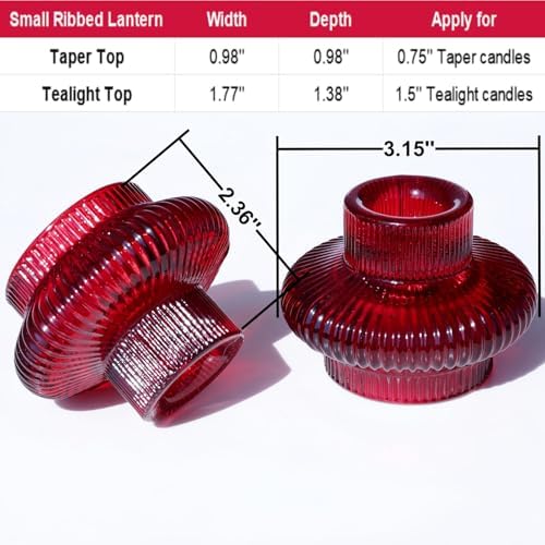 VOHO 12pcs Red Glass Taper Candle Holders for Table Centerpiece Wedding - Image 7