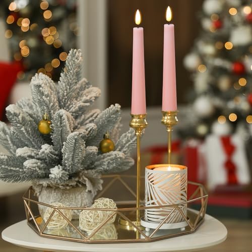 Eywamage Short Pink Flameless Taper Candles with Remote Set of 6 - Image 5
