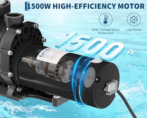 GarveeLife Swimming Pool Pump 2.0 HP 1500W 110-120V Pumps with Strainer Basket for Above-Ground and In-ground