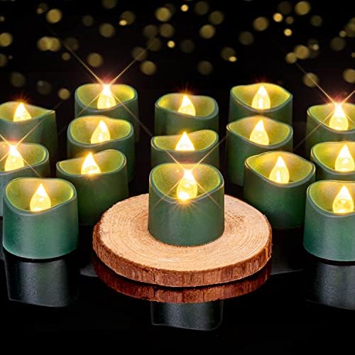Homemory 12-Pack Green Flameless Battery Tea Light Candles, 200+ Hours by Homemory