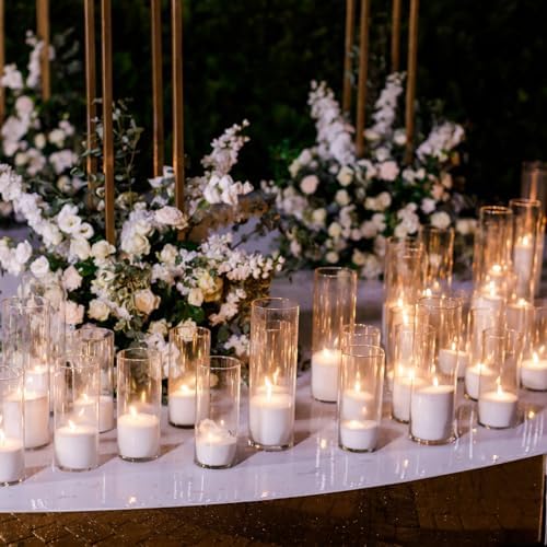 Didaey 12 Pcs Cylinder Vases Set for Centerpieces 3.4''Diameter 4/5/6/7/8/10 Inch Tall Clear Glass Vase Hurricane Floating Candle Holder for Table Decoration (6'',8'',10'' Tall) - Image 5