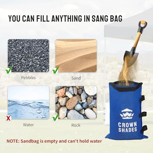 CROWN SHADES Sand Bags for Canopy Legs, 120 LBS, Blue (Unfilled) - Image 6