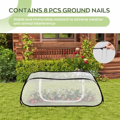 2 Pack Pop Up Raised Garden Bed Covers, 45x22x18 Inch Mesh with Zipper Door - Image 2