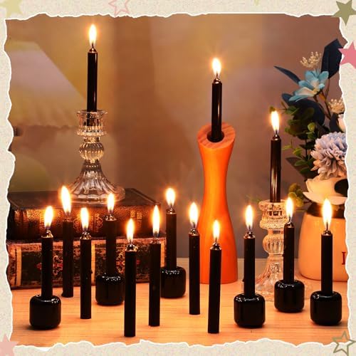 Baderke 24 Pack 4 Inch Mini Black Taper Candles Sticks and 6 Spell Candle Holders for Witchcraft Spell Candles for Rituals, Birthdays, Meditation, Altar, Spells - Image 3