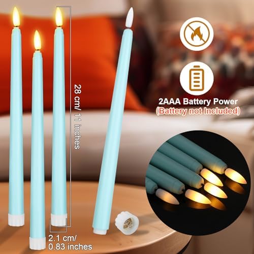 Macarrie 24 Packs Flameless Taper Candles Battery LED 11",Teal - Image 2