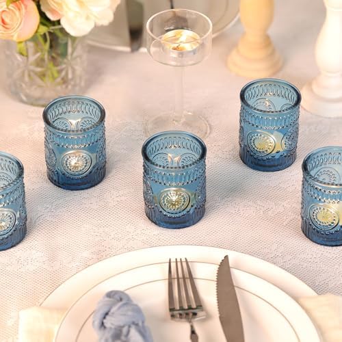 Lanttu 12 Pcs Blue Votive Candle Holder 2.1"x2.56" Tealight Candle Holders - Image 5