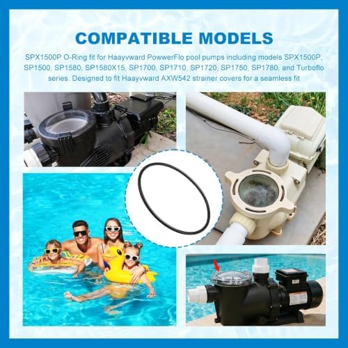 SPX1500P Pool Pump Strainer Cover O-Ring Fit for Haayvward PowerFlo Series Pumps SP1500, SP1580, SP1700, SP1780 and More - 3 Pack