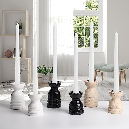 Candle Holders Italy True Natural Travertine Stone Set of 2 Premium Marble Candlestick Holder for Wedding Dinning Party Candle Stand for Dia 3/4" Taper Pillar Candles Color Beige (CH6065YL) - Image 4