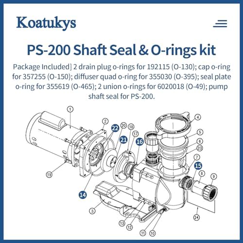 PS-200 Shaft Seal and O-Ring Rebuild Repair Kit 78 | for Pentair SuperFlo VS SuperMax Pumps Includes Lid Union Drain Plug Diffuser Seal Plate O-Rings Excellent Anti-Deformation