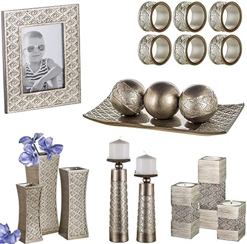 Creative Scents Dublin Silver Decorative Candle Holder Set of 2 - Home Decor Pillar Candle Stand, Coffee Table Mantle Decor centerpieces for Fireplace, Living or Dining Room Table, Gift Boxed - Image 7