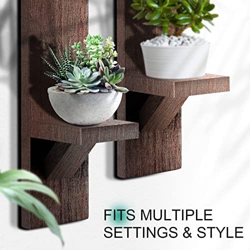 Potchen 4 Set Wall Candle Sconces Wooden Decorative Shelf Mount, Brown - Image 5