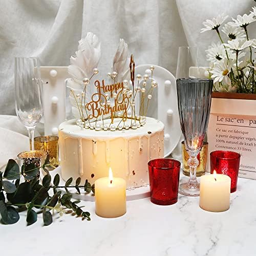 36pcs Red Glass Tea Light Holders - Votive Candle Holders Bulk for Weddings Events - Glass Votives for Wedding Centerpieces, Christmas, Thanksgiving - Candle Accessories Decor (36, Red) - Image 6