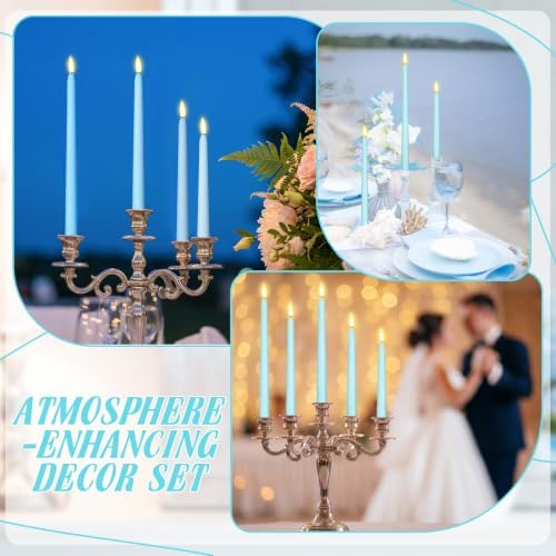 Rossesay 16 Pcs Teal Flameless Taper Candle with Remote Timer - Image 7