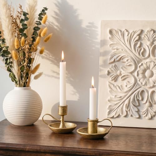 Vintage Brass Candlestick Holders: Cast Iron Taper Candle Holders by CreatedforWeddingsandHome