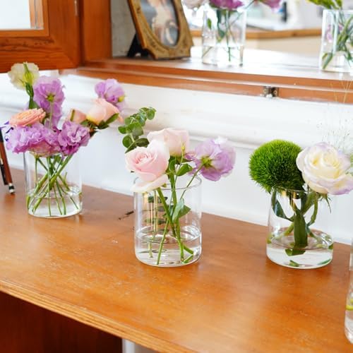 12pcs Glass Cylinder Vases for Centerpieces - 4 inch Clear Glass Flowers Vases Bulk, Hurricane Candle Holders Floating Candle Vases for Table Centerpiece Formal Dinners Home Decor - Image 7
