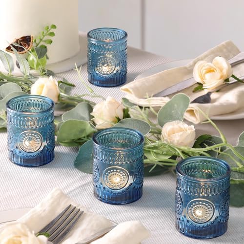 Lanttu 12 Pcs Blue Votive Candle Holder 2.1"x2.56" Tealight Candle Holders - Image 6