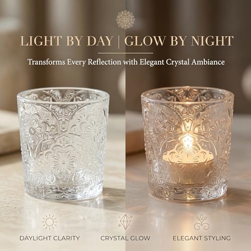 Clear Mandala Glass Tealight Holders, 12 Pack - Image 5