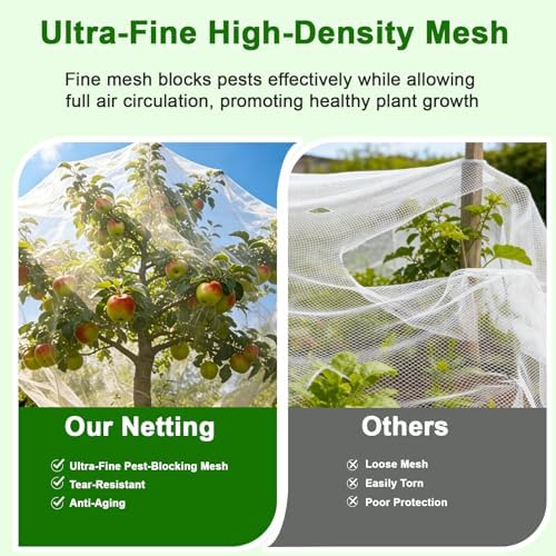8×25 FT Garden Netting, Ultra Fine Mesh Pest Barrier, Plant Covers Row Cover for Vegetables Fruits Flowers, Greenhouse Raised Bed Screen Protect Plants from Birds Bugs - Image 6