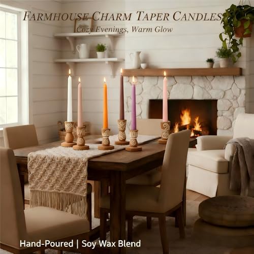 6Pcs Taper Candles Orange Set for Modern Farmhouse Decor,10 Inch Gradient Orange Candle Sticks for Boho Decor,Dripless Unscented Long Burning Rustic Candlesticks for Centerpiece,Wedding,Dinner - Image 3