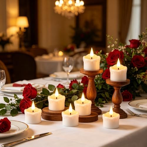 GenSwin Wax Rechargeable Tea Lights Candles Votive Battery Operated Remote - Image 4