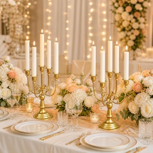 Romadedi Gold 5 Arm 11.8" Candelabra Candle Holders, Set of 6 - Image 4